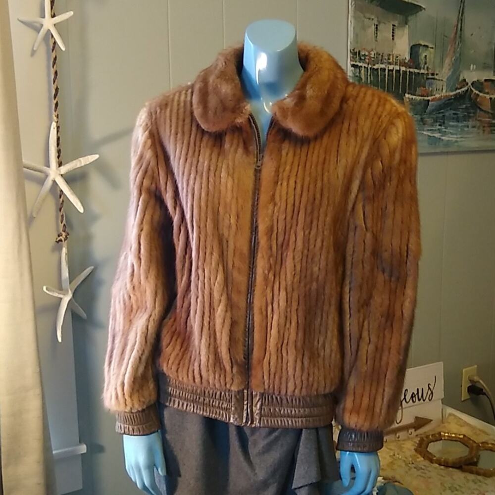 Vintage Saga Bemberg Pastel Mink Bomber - M